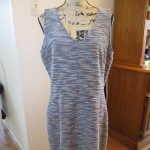 Banana Republic Women's Sleeveless V-Neck Dress, Black & White Tweed, Size 14